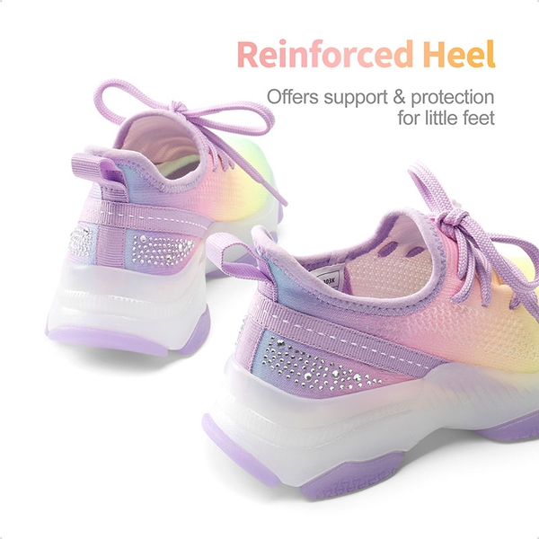[Sparkle Pop] Kids Jelly Sole Lightweight Slip-On Sneakers - RAINBOW PURPLE - 2